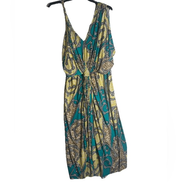 T-Bags Dresses & Skirts - T-bags Los Angeles‎ Batik Dress Plus 2X Women’s Maxi Yellow Teal Plus Boho